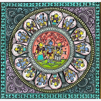 Krishna Leela: A Sacred Pattachitra Painting from Odisha