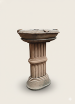 Hand-Carved Sandstone Birdfeeder - Traditional Indian Garden Fountain
