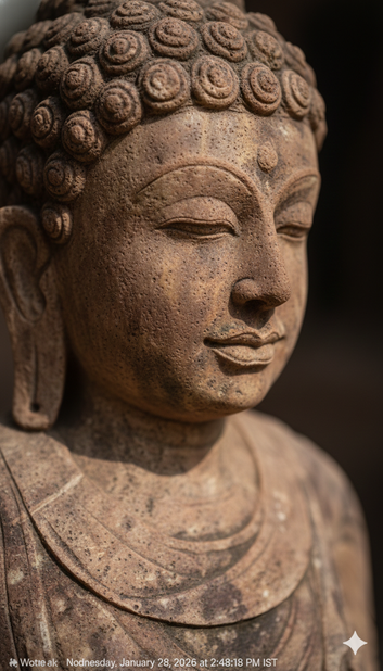 Contemplation - Hand-Carved Buddha Art