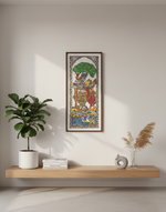 Hand painted Intricate Radha - Krishna Tussar Silk Painting