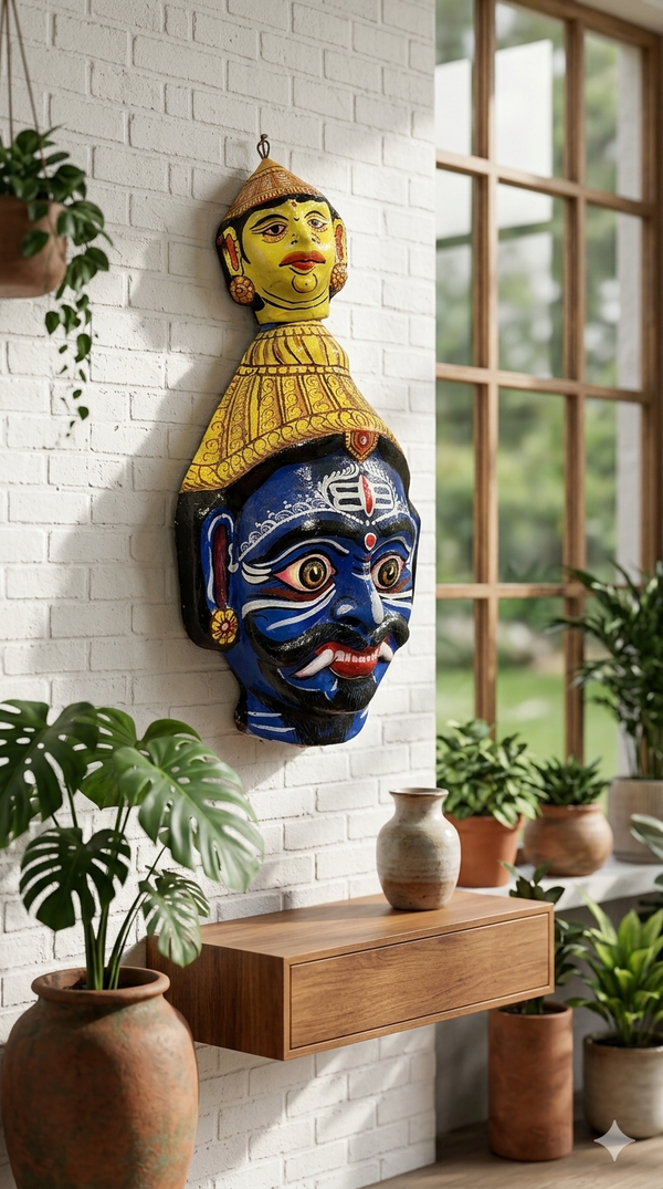 Nila Bhairava Heritage Mask – Handcrafted Odisha Paper Mâché Wall Art.