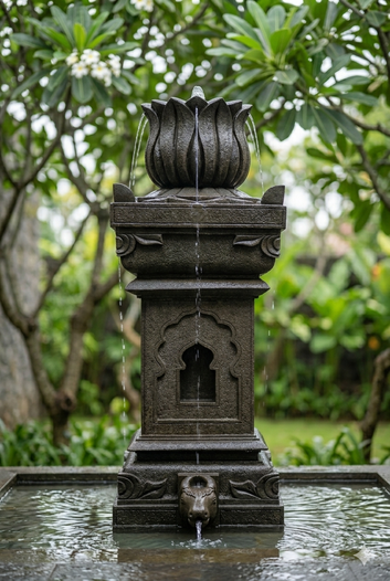 Vrindavan Lotus Heritage Stone Fountain Pedestal.