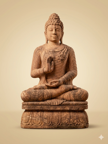 Serene Blessings Buddha Sculpture - Handcrafted Odisha Sandstone Sculpture.
