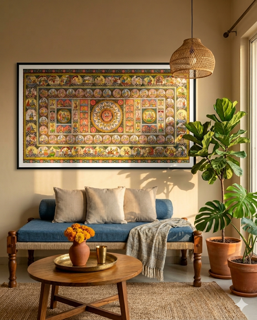 Ethnic Folk Art Pattachitra Painting.