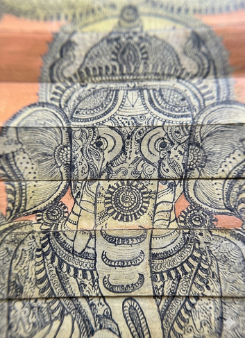 Ganesha Palm Leaf Engraving Painting