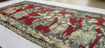 Hand-Painted Krishna Raas Leela Tussar Silk Painting
