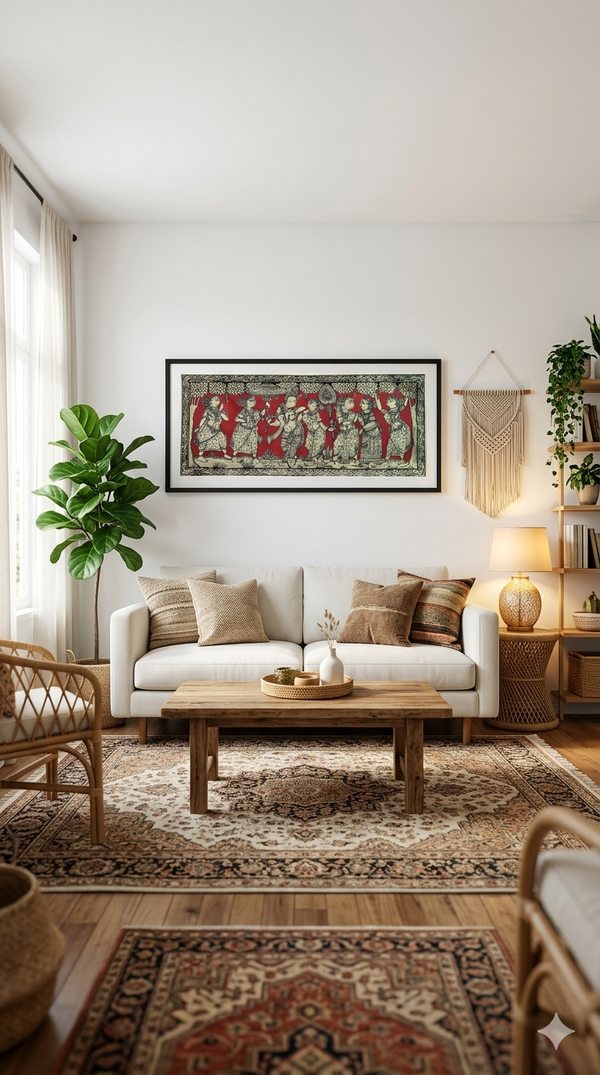 Hand-Painted Krishna Raas Leela Tussar Silk Painting
