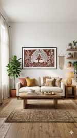 Twin Peacocks of Harmony – Handcrafted Warli Tribal Art Painting