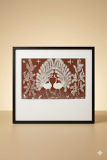 Twin Peacocks of Harmony – Handcrafted Warli Tribal Art Painting