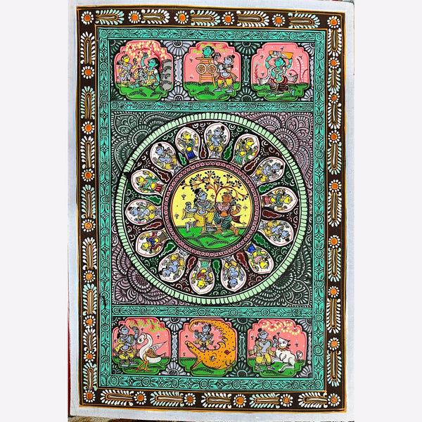 Krishna Leela – Authentic Handcrafted Pattachitra Painting.