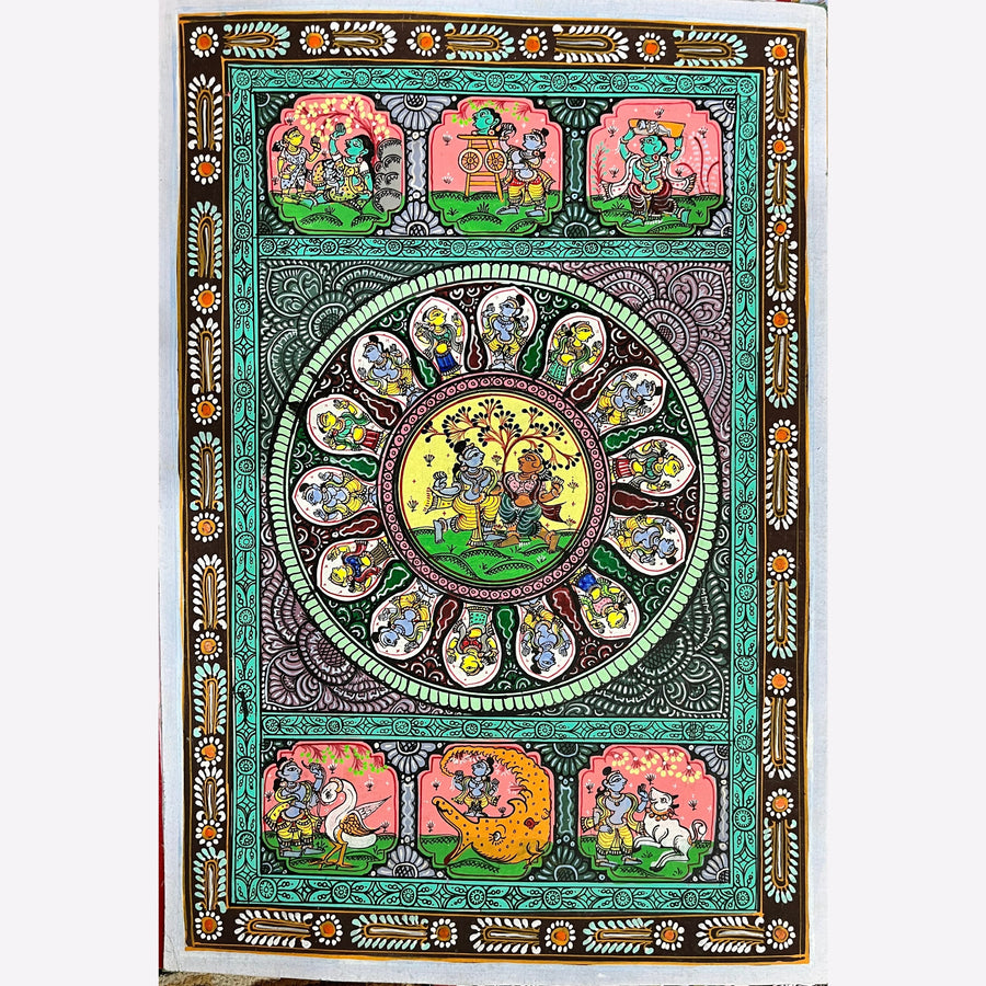 Krishna Leela – Authentic Handcrafted Pattachitra Painting.