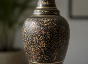 Royal Brass Vase Trio - Traditional Indian Metalwork