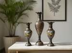 Royal Brass Vase Trio - Traditional Indian Metalwork
