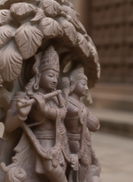 Sacred Leela Masterpiece - Radha Krishna Stone Sculpture