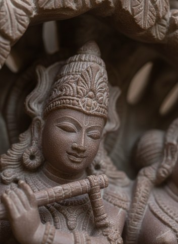 Sacred Leela Masterpiece - Radha Krishna Stone Sculpture