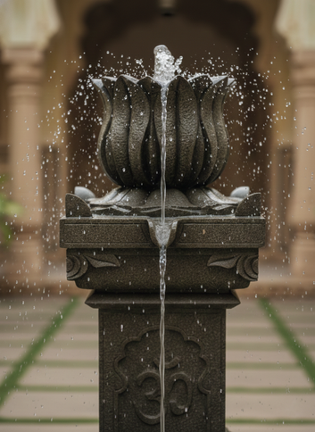 Hand-Carved Stone Lotus Fountain - Traditional Garden Water Feature