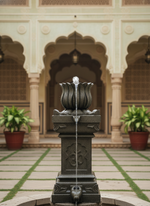 Hand-Carved Stone Lotus Fountain - Traditional Garden Water Feature