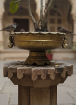 Hand-Carved Sandstone Fountain - Traditional Indian Courtyard Water Feature