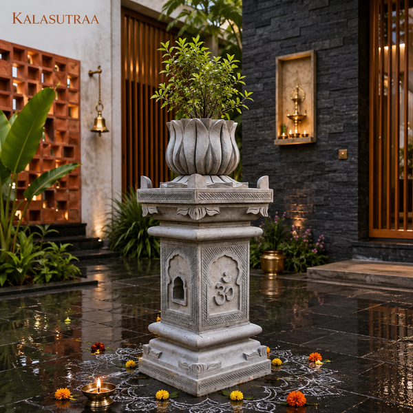 Om Basalt Stone Tulsi Vrindavan Planter