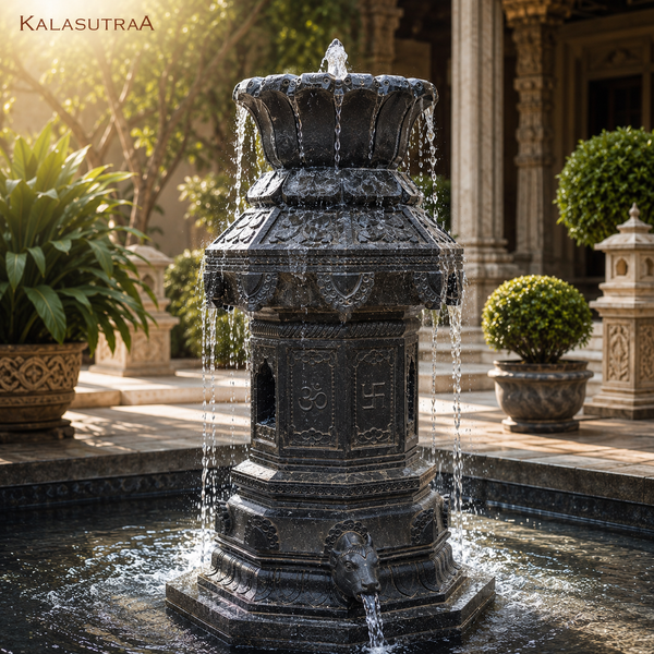 Royal Lotus Basalt Stone Water Fountain