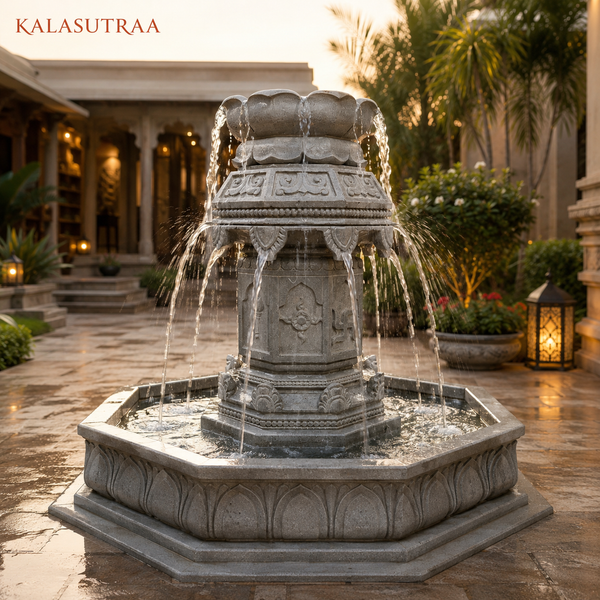 Lotus Heritage Basalt Stone Courtyard Water Fountain