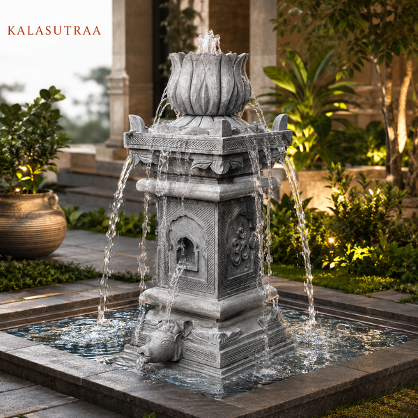 Radha Krishna Basalt Stone Vrindavan Water Fountain