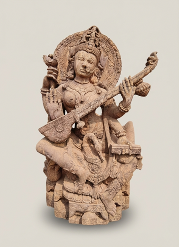 Saraswati: The Goddess of Wisdom in Sandstone